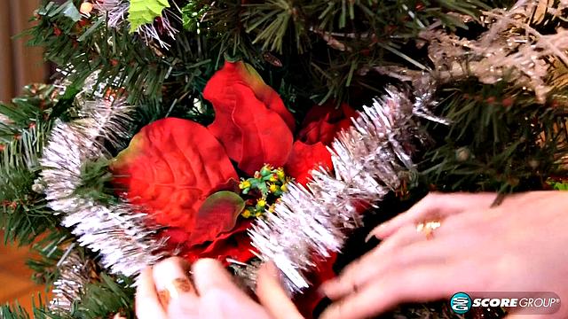 Lily Moon Rubs Her Pussy in Front of the Christmas Tree