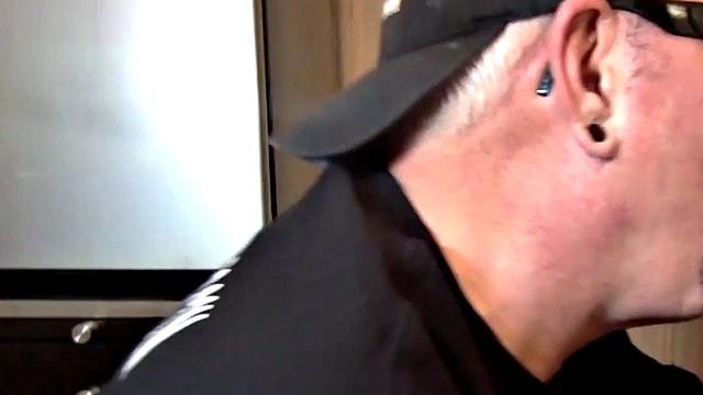 Sucking gloryhole DILF sucks cock in homemade BJ video