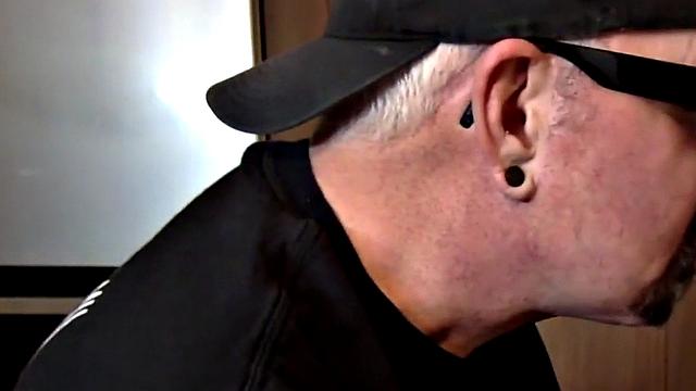 Sucking gloryhole DILF sucks cock in homemade BJ video