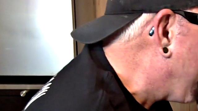 Sucking gloryhole DILF sucks cock in homemade BJ video