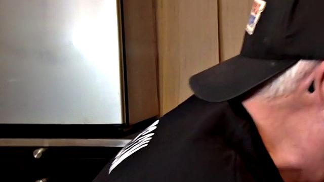 Sucking gloryhole DILF sucks cock in homemade BJ video