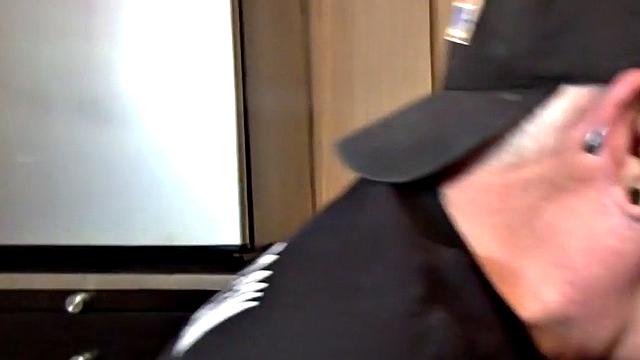 Sucking gloryhole DILF sucks cock in homemade BJ video