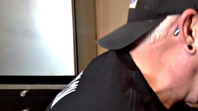 Sucking gloryhole DILF sucks cock in homemade BJ video