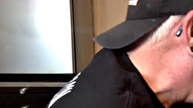 Sucking gloryhole DILF sucks cock in homemade BJ video