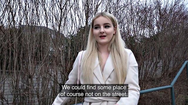 Real busty amateur babe in stockings POV fucked for cash