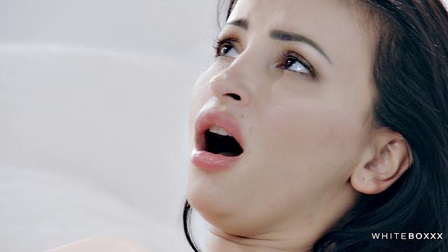 Gorgeous brunette in passionate action