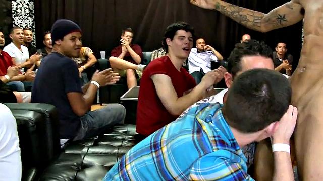 Public deepthroating with studs