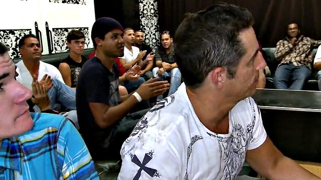 Public deepthroating with studs