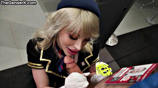 Busty blonde TS by her lover