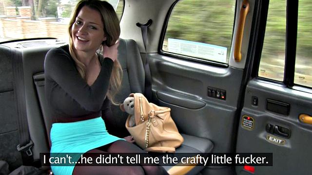 Blonde hottie gets her tight pussy and ass reamed in a cab POV-style