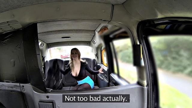 Blonde hottie gets her tight pussy and ass reamed in a cab POV-style