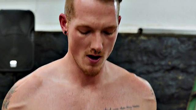 Hairy twink bareback banged on car by tattooed BF