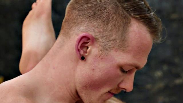 Hairy twink bareback banged on car by tattooed BF