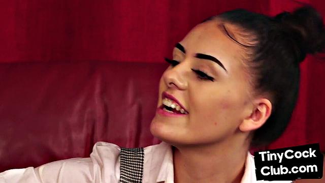 SPH domina gives amateur CFNM HJ to small cock loser