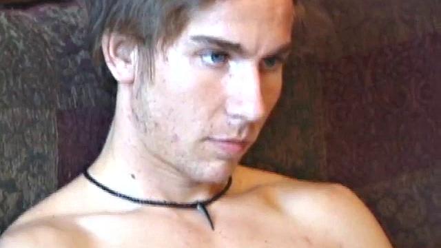 Stripped naked and turned into a porn video, Brock goes to work stroking his cock. After edging himself several times, the young man shoots a massive cum gusher.