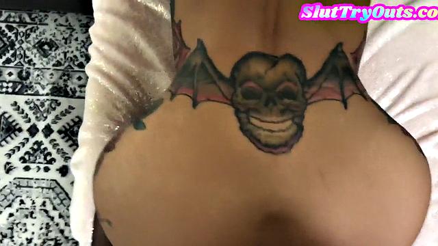 Slutty tattooed MILF drilled in POV in doggystyle