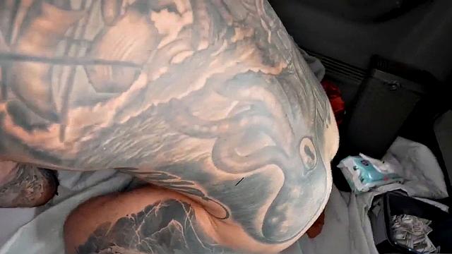 Massive picked up guy fucks gay ass in public van outdoor