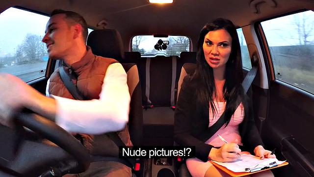 Horny cowgirl in a car exam gets double creampied in a wild group sex