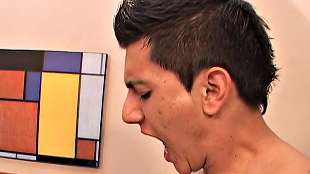 Latin twink swaps cum and gets fucked by cock at home