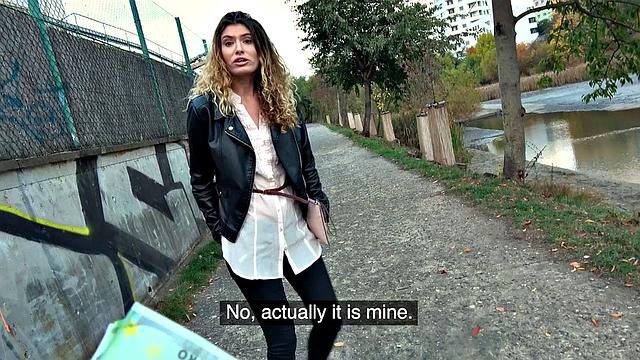 Curly-haired babe gets wild with her public fuck and blowjob