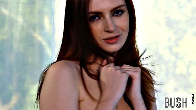 Fingering full bush auburn beauty