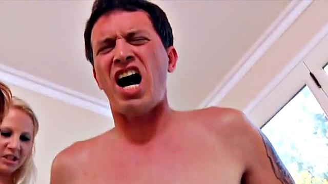 Amateur dominas peg guy in group strapon action