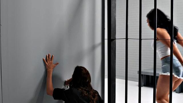 Busty uniformed MILF blows and tit fucks guy before sex