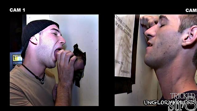 Amateur straight fooled into gay gloryhole BJ before cumshot