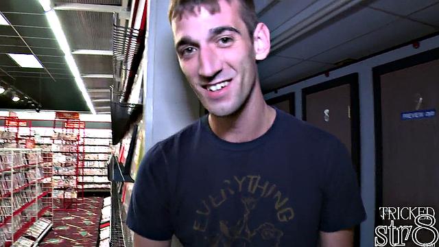 Amateur straight fooled into gay gloryhole BJ before cumshot