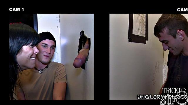 Amateur straight fooled into gay gloryhole BJ before cumshot