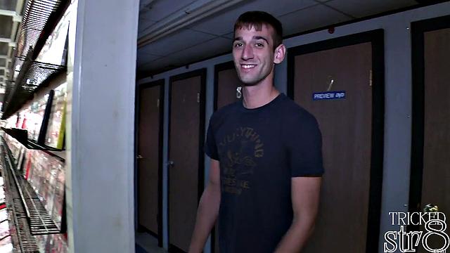 Amateur straight fooled into gay gloryhole BJ before cumshot