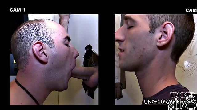 Amateur straight fooled into gay gloryhole BJ before cumshot