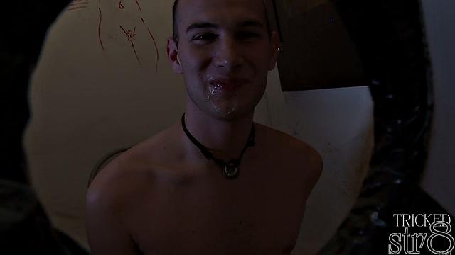 Amateur straight fooled into gay gloryhole BJ before cumshot