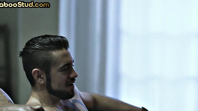 Athletic stud pounds stepbro's ass in taboo anal at home