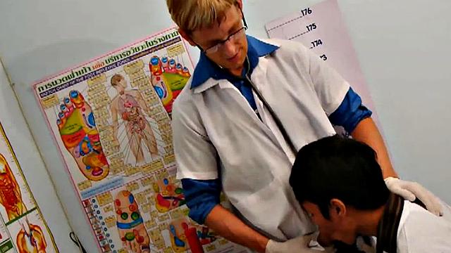 Infirmary Asian twink threesome fucked by barebacking doctors