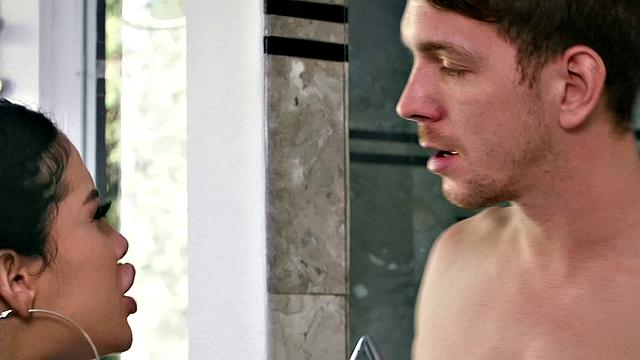 Brunette slut with pigtails gets a wild ride in doggy & pussy-licking frenzy