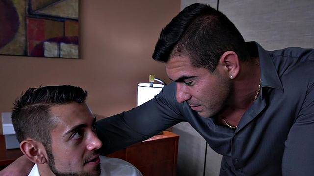 Ballbusting and bareback drilling 4 the office sub