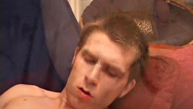 Back from skateboarding, Sheldon whips out his dick. Then he pulls a leg over his head and begins sucking on the head of his hard cock.