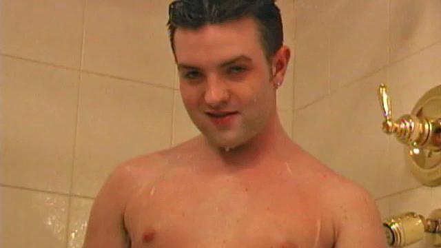 Sexy 21 year old Jeremy West enjoys hot shower and jacks off