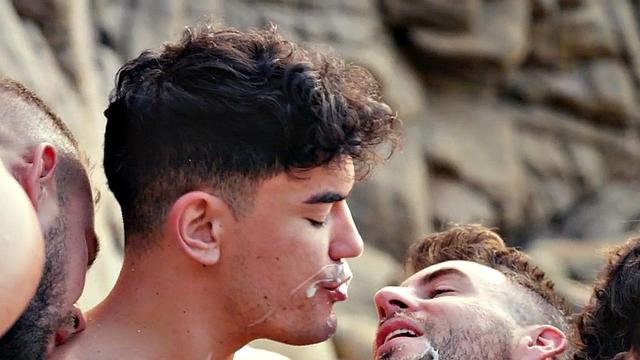 Cumloving jock fucks in stunning foursome on the boat