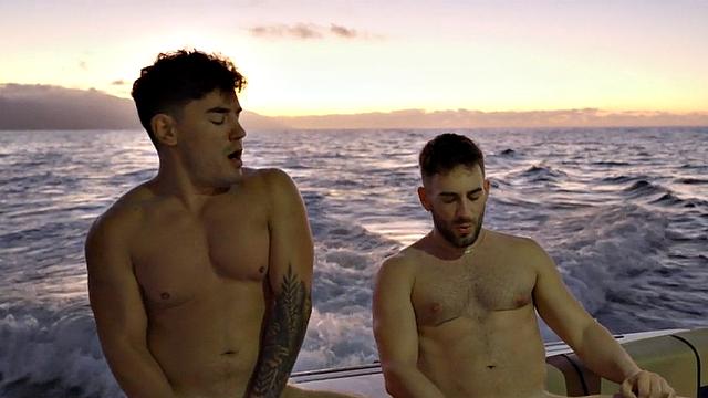 Cumloving jock fucks in stunning foursome on the boat