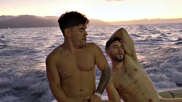 Cumloving jock fucks in stunning foursome on the boat