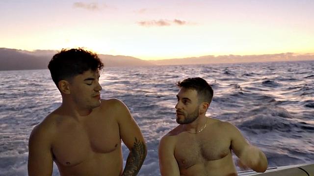 Cumloving jock fucks in stunning foursome on the boat