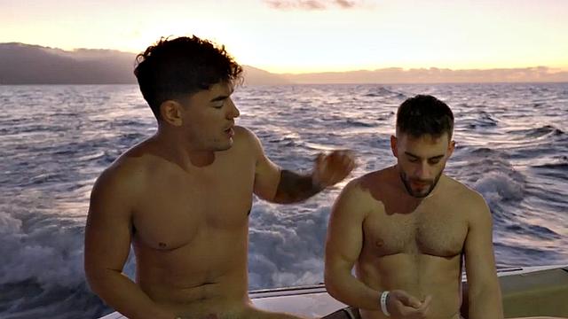 Cumloving jock fucks in stunning foursome on the boat