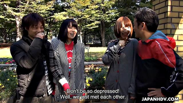 Sena Sakura sucks, rubs, and licks her fishing partner's cock