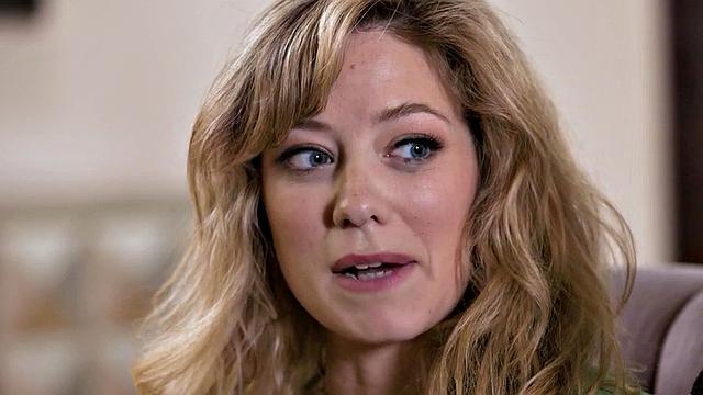 Lesbian babe fingered and licked by busty MILF on couch