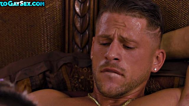 Outdoor BJ bottom barebacked by jock till cum in bed