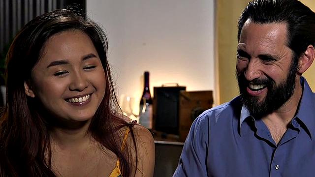 Asian beauty fucked in BDSM session by white cock