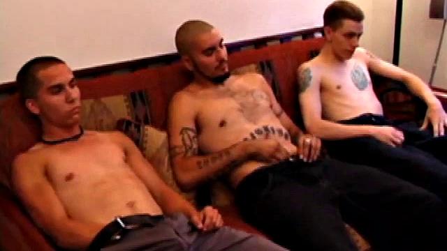 Our old friend Shane introduces his new friends, Brock Labelli and Rock Lee, explaining they are just hanging out, but ready to get down to business. Business turns out to be a classic side-by-side on a couch.