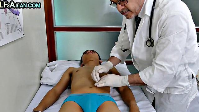 Skinny Asian gets fucked by DILF doctor in infirmary